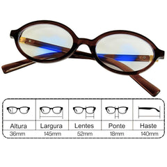Armação óculos oval Anti-azul luz simples óculos feminino retrô óculos, armação