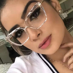 Armação De Óculos Feminina Para Grau Cristal Lapidado 3D Clássica Casual Moderna Tendência Trend