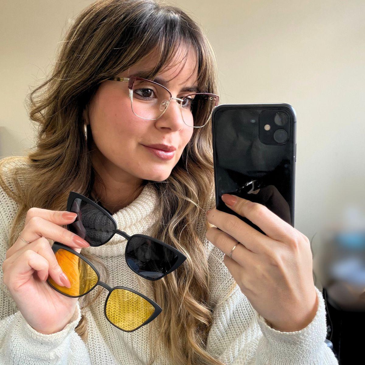 Óculos Clip-On Feminino de Metal Adulto 2 em 1 Armação Tamanho Médio 263