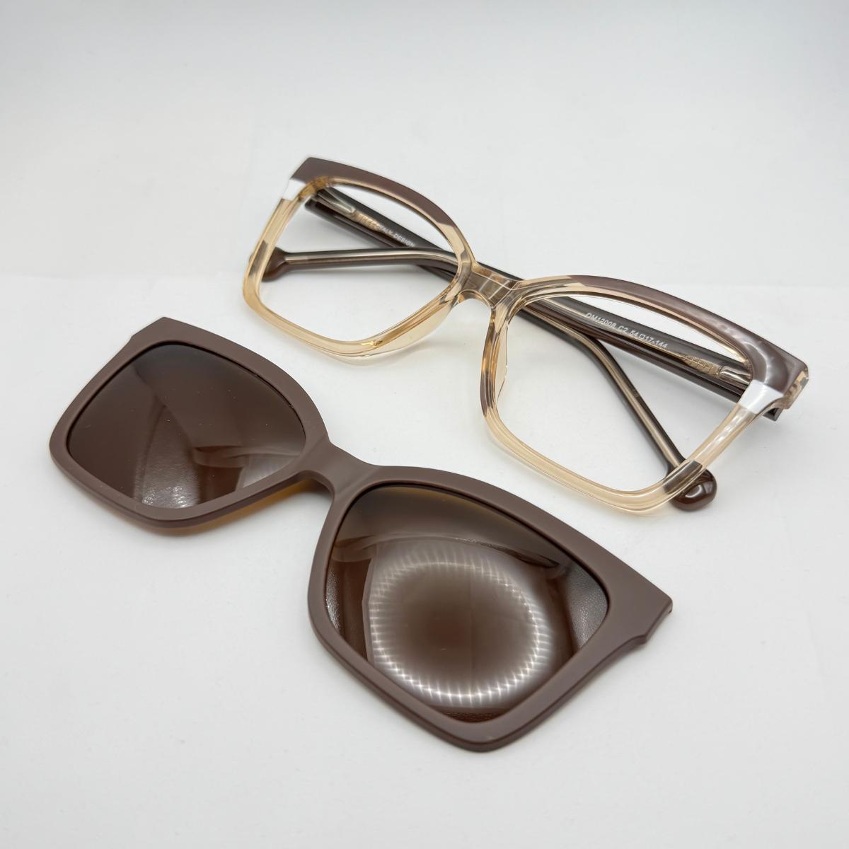 Óculos Com Clip para Grau, 2 em 1 Óculos Solar Clip On Clipon UV400, Lente Polarizada Classica, Casual, Elegante, Leves