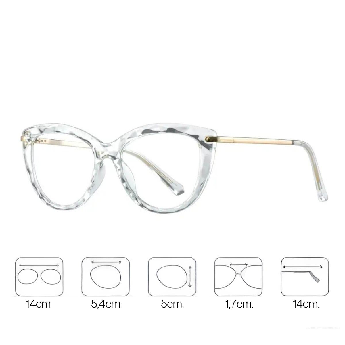 Armação Feminina 3D Transparente Para Grau Geek Diamante Gatinho Olho De Gato Moderna Moda Infinita - C1