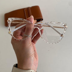 Armação Feminina 3D Transparente Para Grau Geek Diamante Gatinho Olho De Gato Moderna Moda Infinita - C1