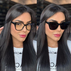 Óculos feminino Armação de Nylon Qualidade Armação 2 em 1 Clip on Solar Proteção UV Polarizada - C1