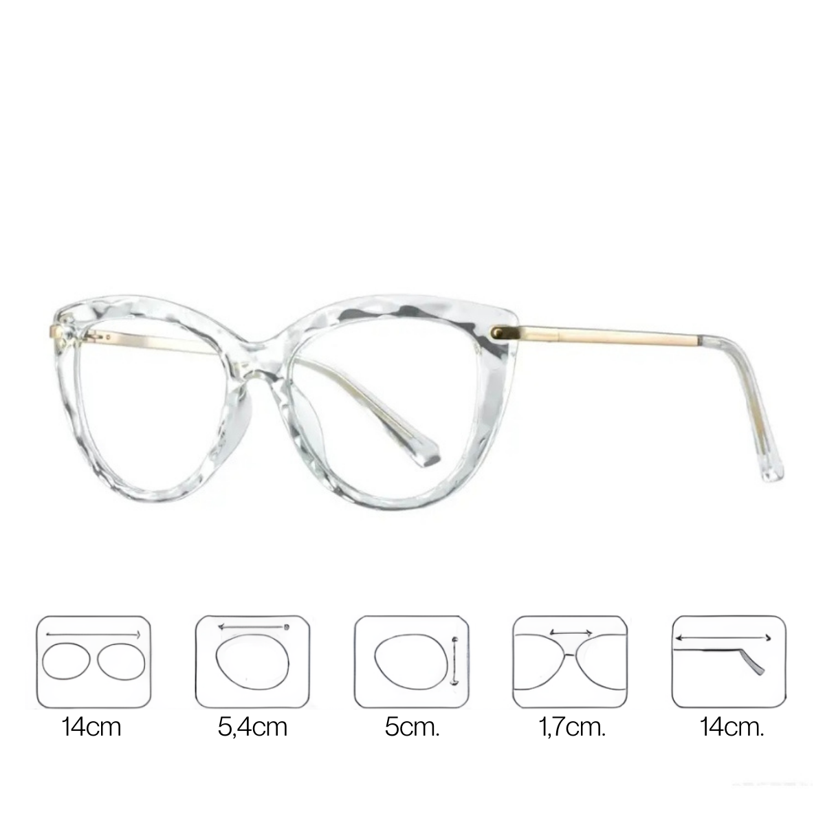 Armação Feminina Transparente Oval Gatinho TR90 - OVAL