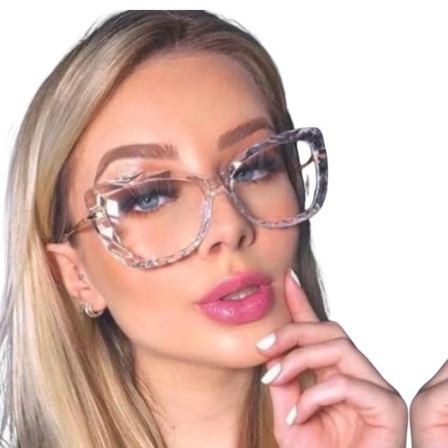 Armação De Óculos Feminina Para Grau Cristal Lapidado Clássica Casual Moderna Tendência