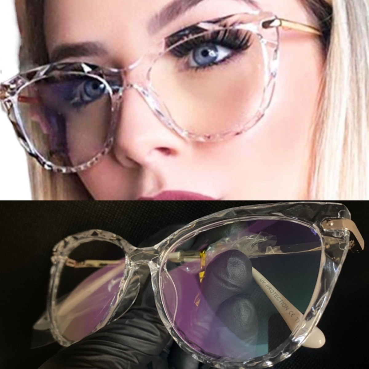 Armação Feminina Transparente Oval Gatinho TR90 - OVAL
