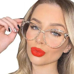 Armação Feminina 3D Transparente Para Grau Geek Diamante Gatinho Olho De Gato Moderna Moda Infinita - C1