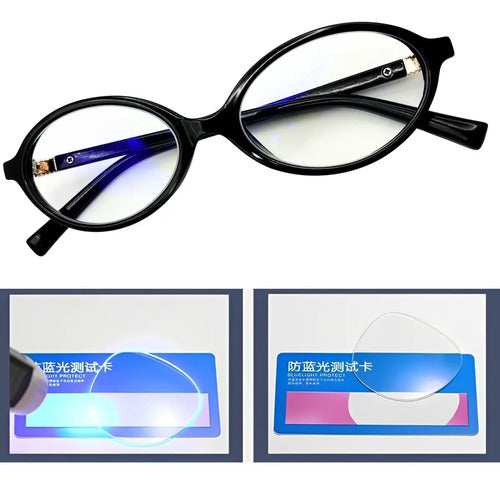Óculos Miu Bloqueador De Luz Azul Anti Fadiga Oval Feminino - Filtro Azul - Opção 1