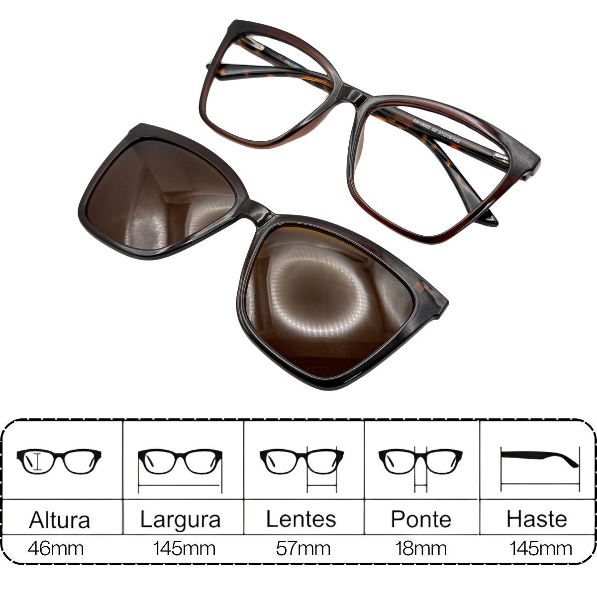 Armações Diversas Clipon 2 em 1 Óculos Para Grau Feminino Modelos Variados Moderna Moda Tendencia Clipon - V40