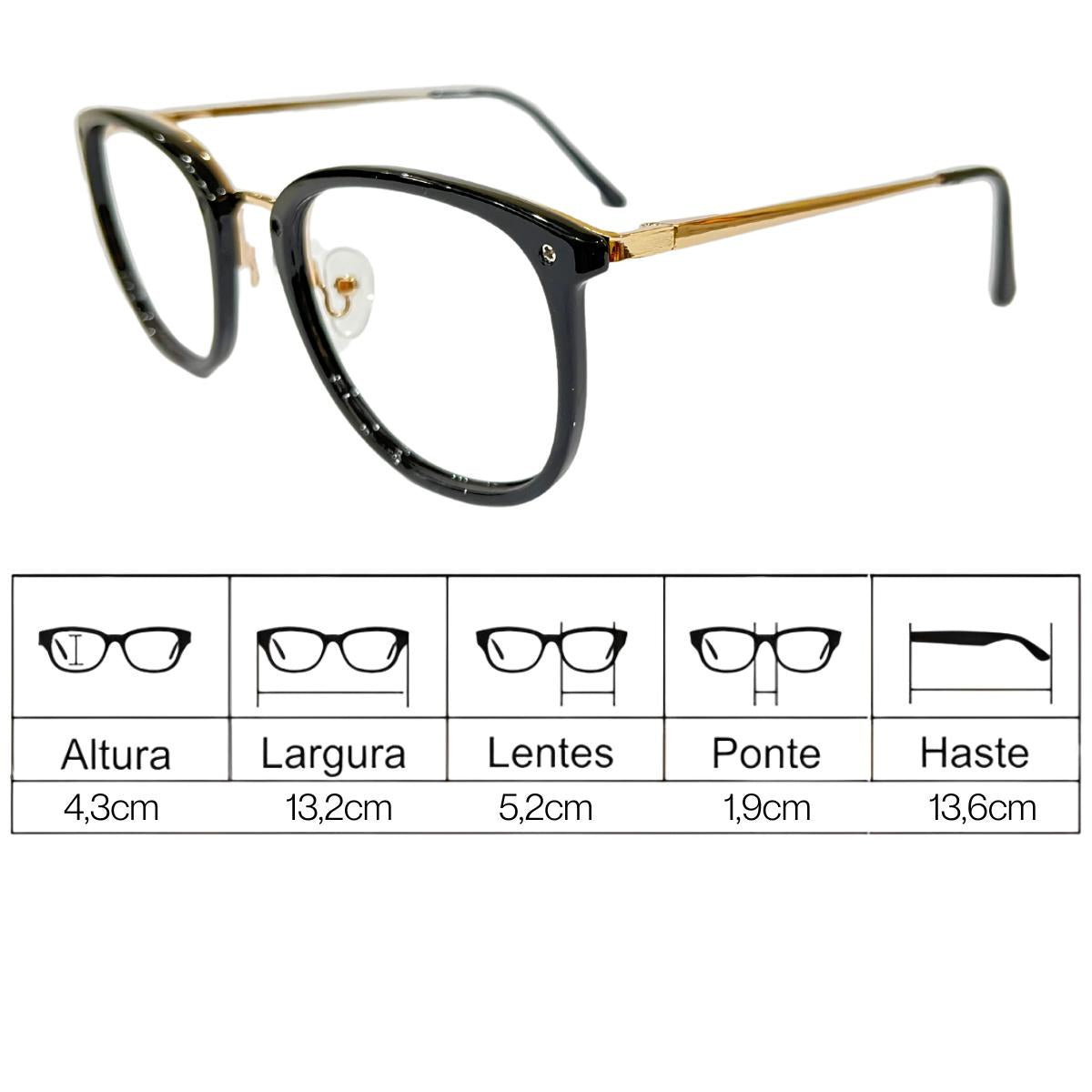 Óculos Armação Feminino Geek Vintage Classic Retrô Moda Fashion A001