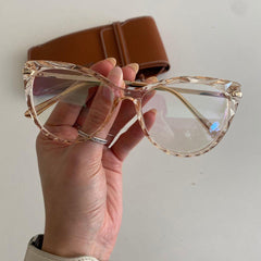Armação Feminina 3D Transparente Para Grau Geek Diamante Gatinho Olho De Gato Moderna Moda Infinita - C1