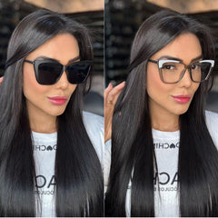 Óculos Clip-On Feminina Adulto Acetato Nylon 2 em 1 Armação para Grau Grande 006