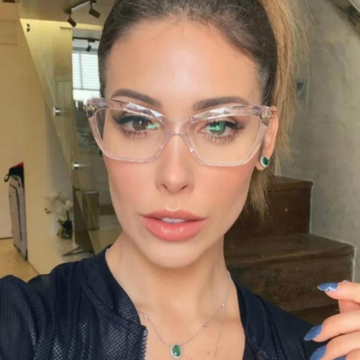 Armação De Óculos Feminina Para Grau Cristal Lapidado 3D Clássica Casual Moderna Tendência Trend